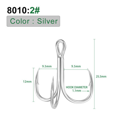 PROBEROS Bright Tin Triple Hook with Barbed Anchor Hook Double Reinforced Bulk Lure Hook Hook 50pcs