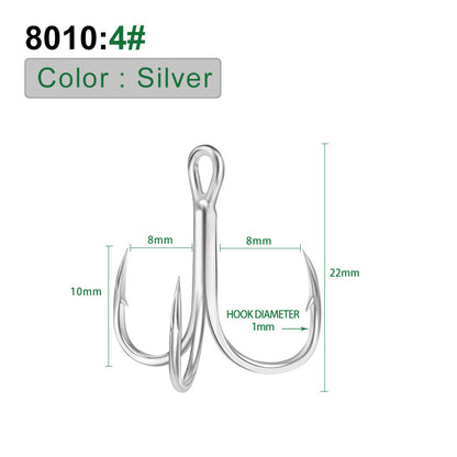 PROBEROS Bright Tin Triple Hook with Barbed Anchor Hook Double Reinforced Bulk Lure Hook Hook 50pcs