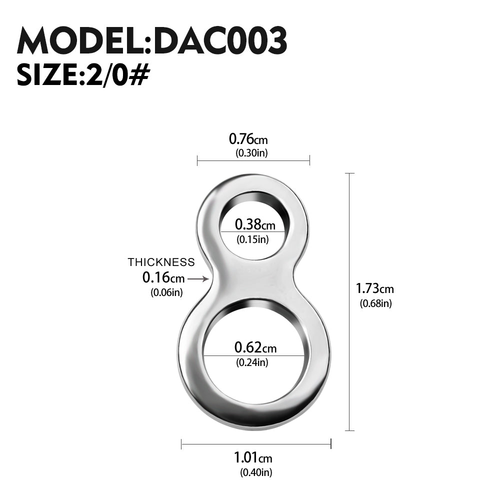 PROBEROS Double Hole Eight Ring Lure Connector Stainless Steel Two Hole Luya Ring Solid Circle Fishing Tackle Accessories 50pcs/pack