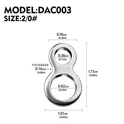 PROBEROS Double Hole Eight Ring Lure Connector Stainless Steel Two Hole Luya Ring Solid Circle Fishing Tackle Accessories 50pcs/pack