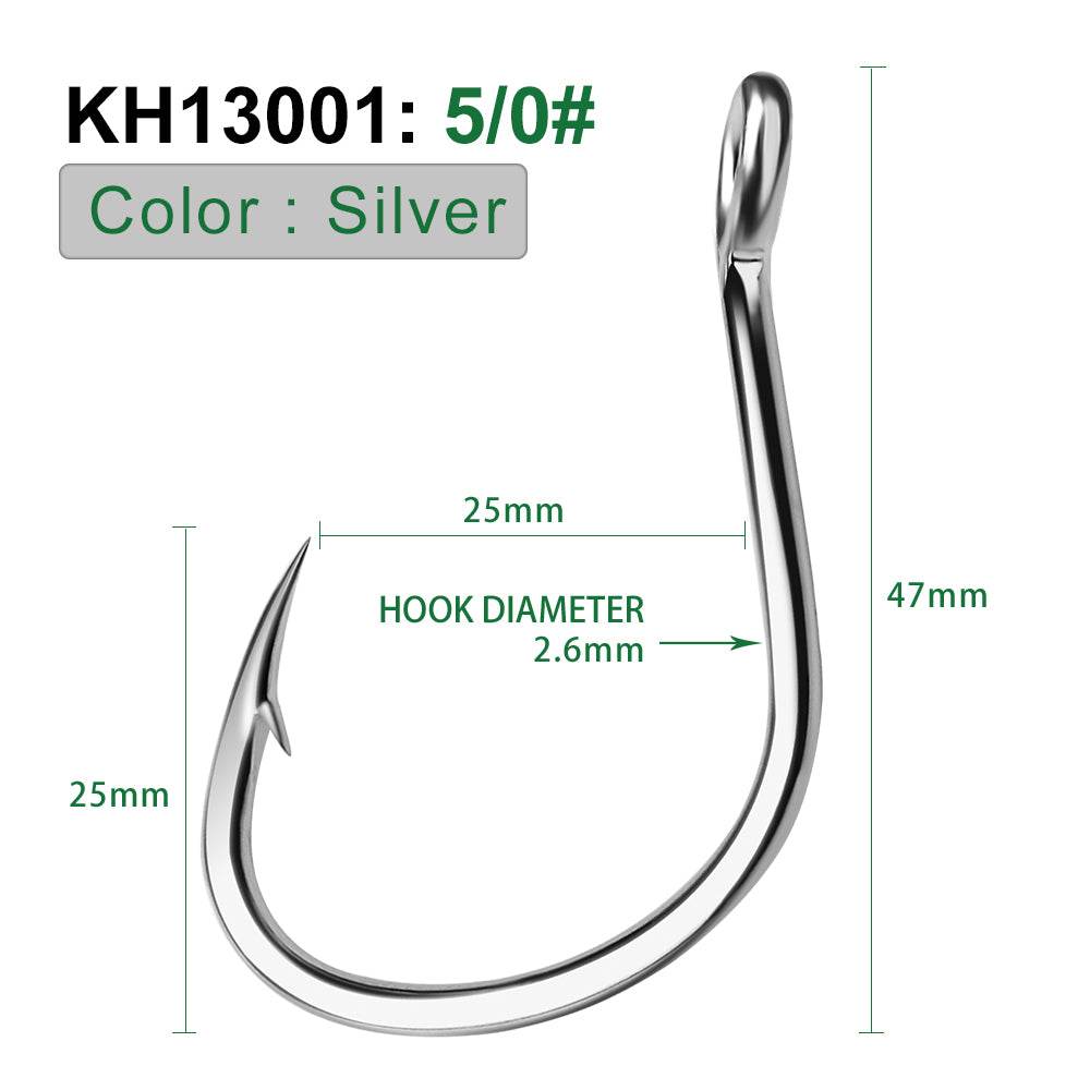barbed fish hook PROBEROS 20PCS Saltwater Fishing Hooks 1/0#-5/0# Anti-rusty Single hook Tin  Color Fishhooks High Carbon Steel Strength