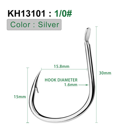 PROBEROS  5package 10Pcs/package Crank Jig Head Fishing Hooks 1/0-5/0# Barbed Single Circle Carp Hooks High Carbon Steel Fishhooks Fishing Tackle