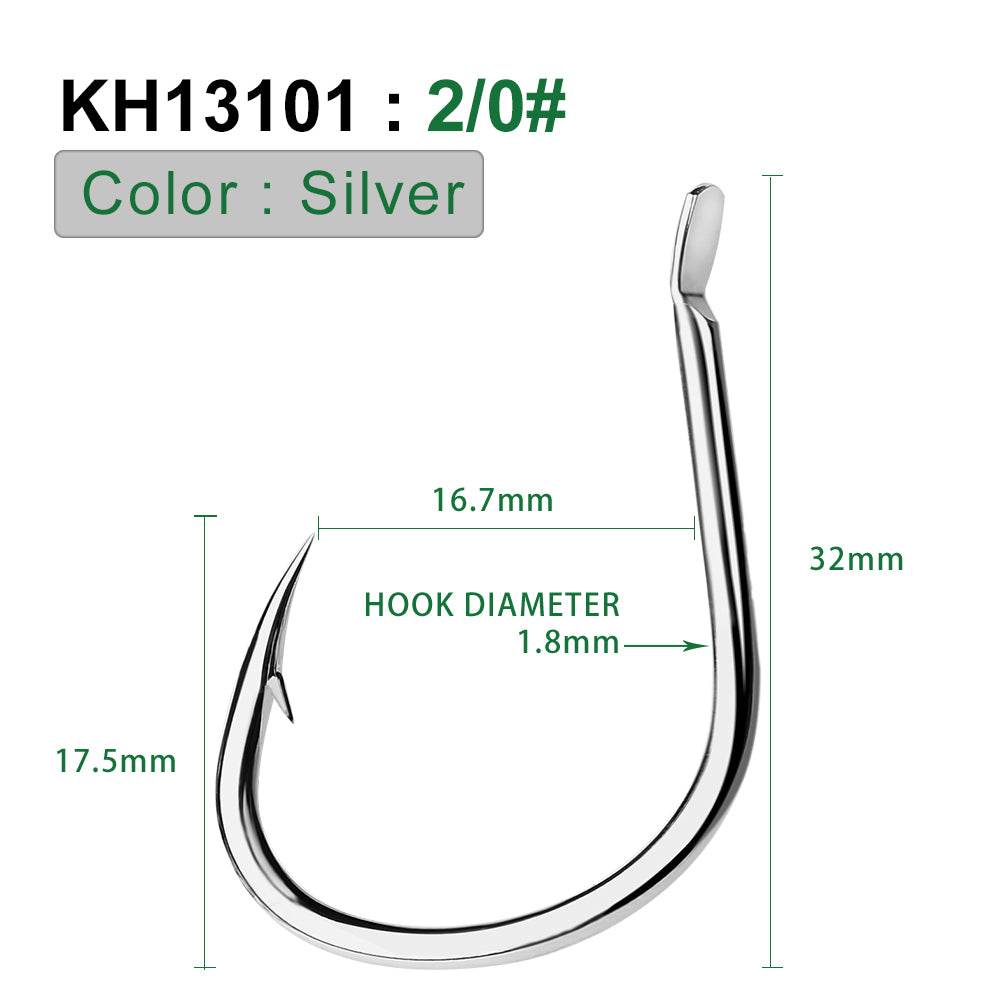 PROBEROS KH13101 Saltwater Single Fishing Hooks 1/0-5/0 20PCS – Proberos