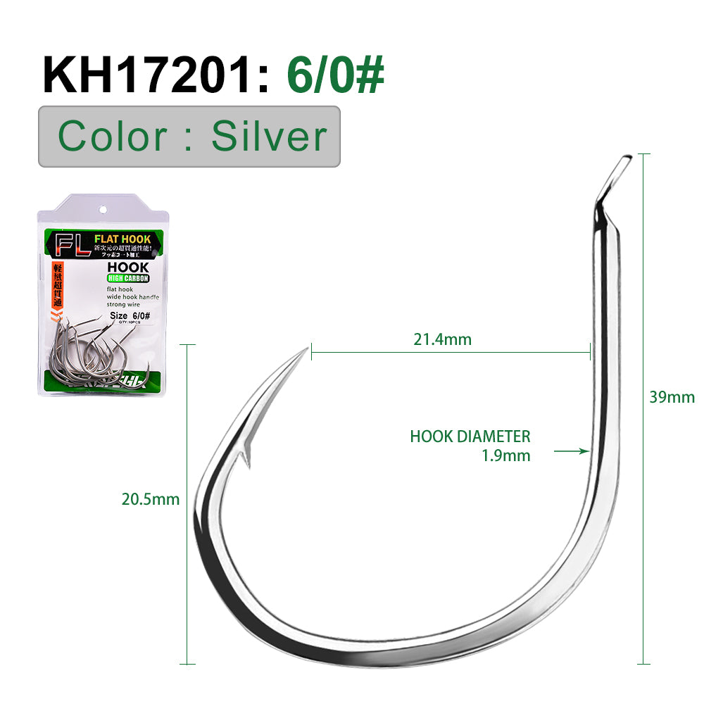 PROBEROS 20PCS Saltwater Fishing Hooks1/0 #-6/0# Anti-rusty Single hook Tin Color Fishhooks&nbsp; &nbsp;High Carbon Steel Strength