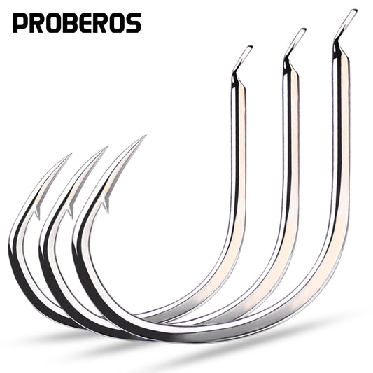 PROBEROS 10 pieces/bag, 5 bags with 50 pieces sold at once High Quality Fishhook Set High Carbon Steel Triangular Teeth Hook Tip Processed Fishhook Accessories Wholesale