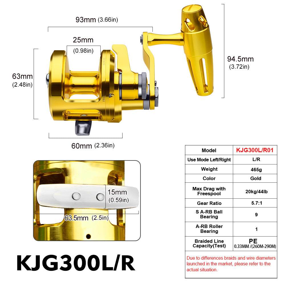 PROBEROS® 1PCS Wholesale Two Speed Big Game Fishing Reel Trolling for Sea Fishing - Proberos