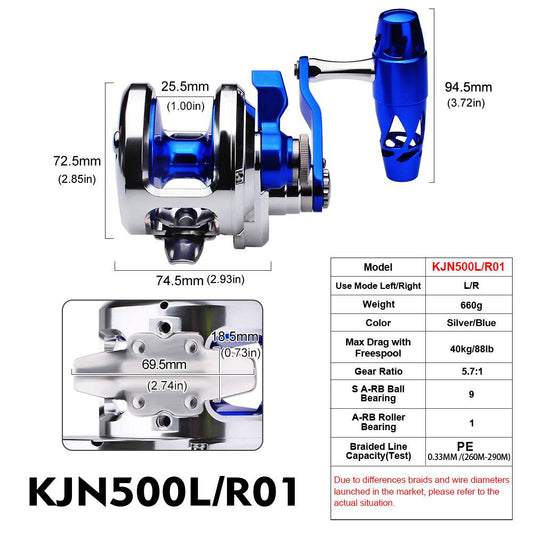 PROBEROS® Full Metal Jigging Reel Power Drag Deep Sea Saltwater Trolling Jigging Boat Fishing Reel - Proberos