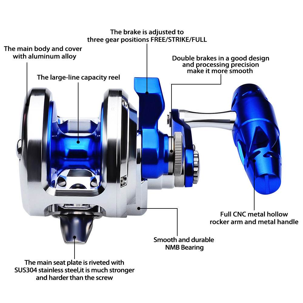 PROBEROS® Full Metal Jigging Reel Power Drag Deep Sea Saltwater Trolling Jigging Boat Fishing Reel - Proberos