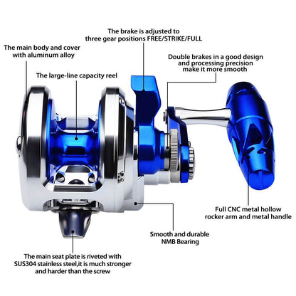 PROBEROS® Full Metal Jigging Reel Power Drag Deep Sea Saltwater Trolling Jigging Boat Fishing Reel - Proberos