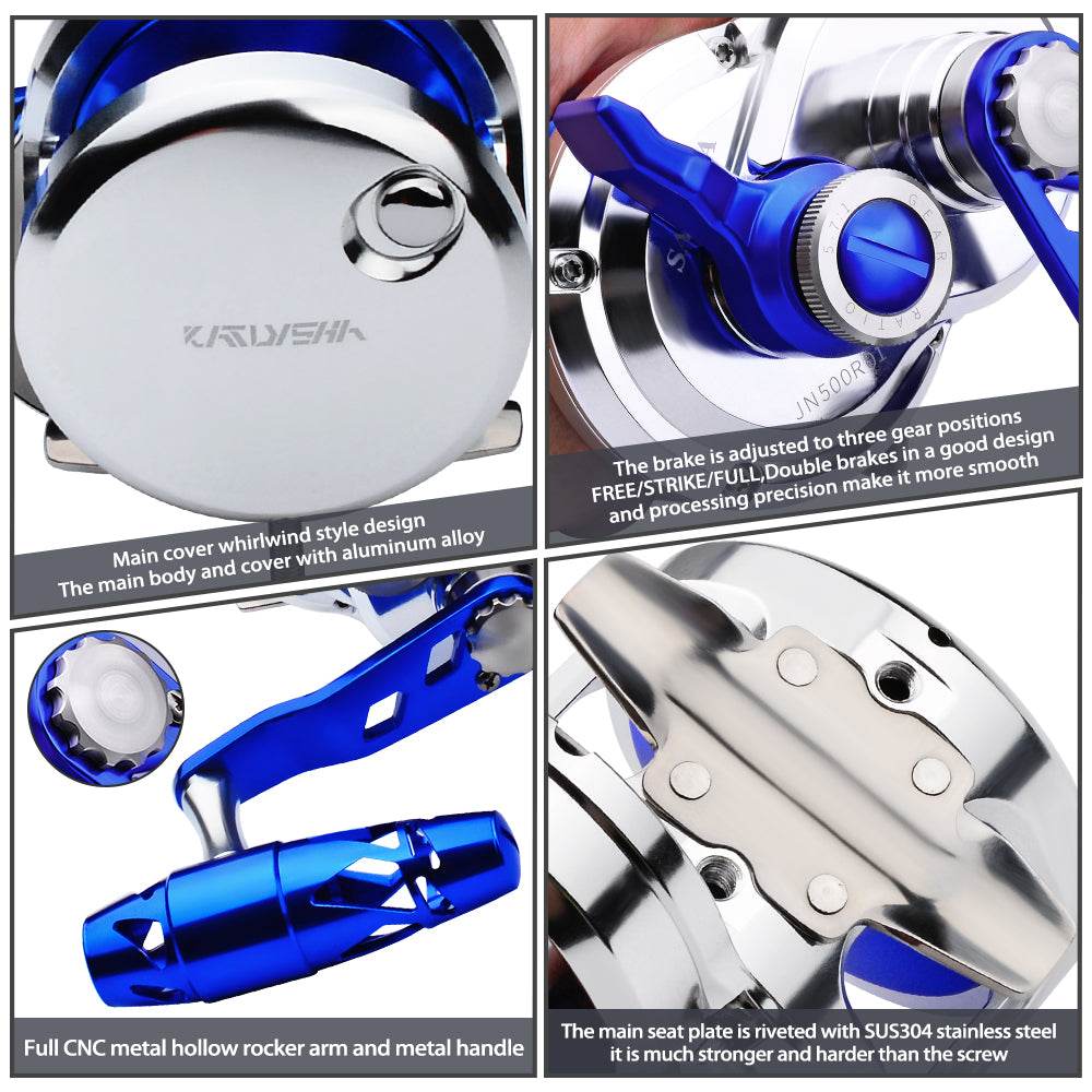 PROBEROS® Full Metal Jigging Reel Power Drag Deep Sea Saltwater Trolling Jigging Boat Fishing Reel - Proberos