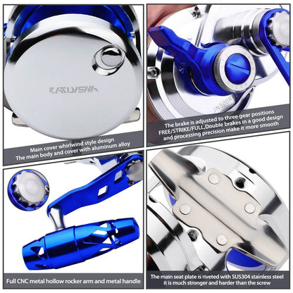 PROBEROS® Full Metal Jigging Reel Power Drag Deep Sea Saltwater Trolling Jigging Boat Fishing Reel - Proberos