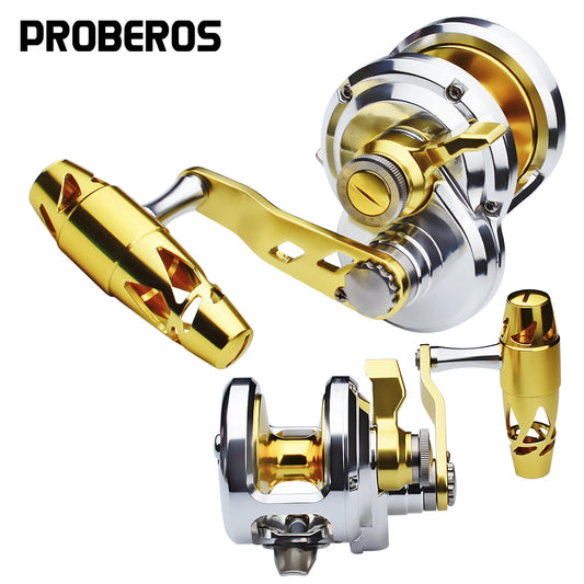 PROBEROS® Full Metal Jigging Reel 40LB Power Drag Deep Sea Saltwater Trolling Jigging Boat Fishing Reel