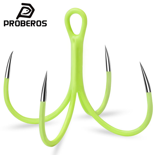 PROBEROS Sea Fishing Luminous Four Hooks Non-Barbed Iron Plate Hooks Four Anchor Hooks 16# 18# Claw Hooks Fork Hooks Squid Hooks 10pcs