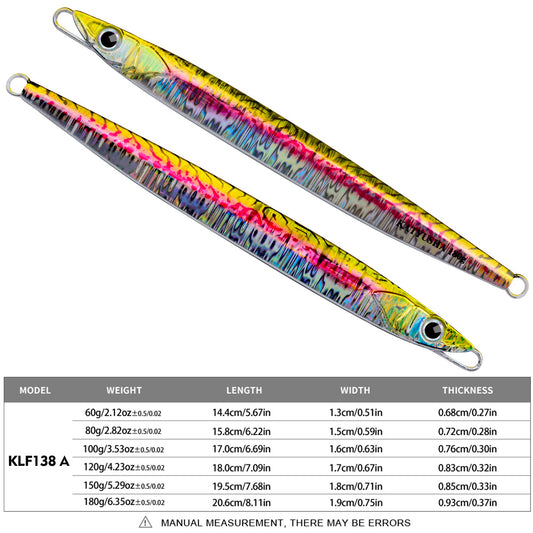 PROBEROS 5PC NEW  Deep Sea Metal Jig Fishing Jigbait Spoon Baits Jig Lure Pencil Fast Sinking Fishing Tackle