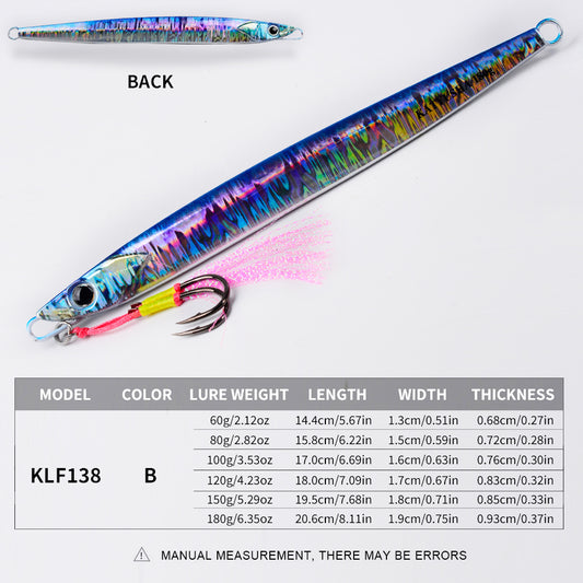 KATYUSHA Lead Slow Jigging Lure with Assist Hook 5 Colors (A-E) Saltwater Fishing Bait 60g-180g (1PC Pack)