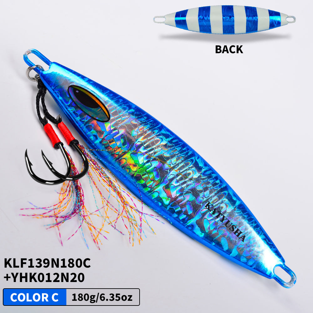 PROBEROS Lead Slow Jigging Lure with Assist Hook 5 Colors (A-E) Saltwater Big Game Bait 180g-280g (1PC Pack)