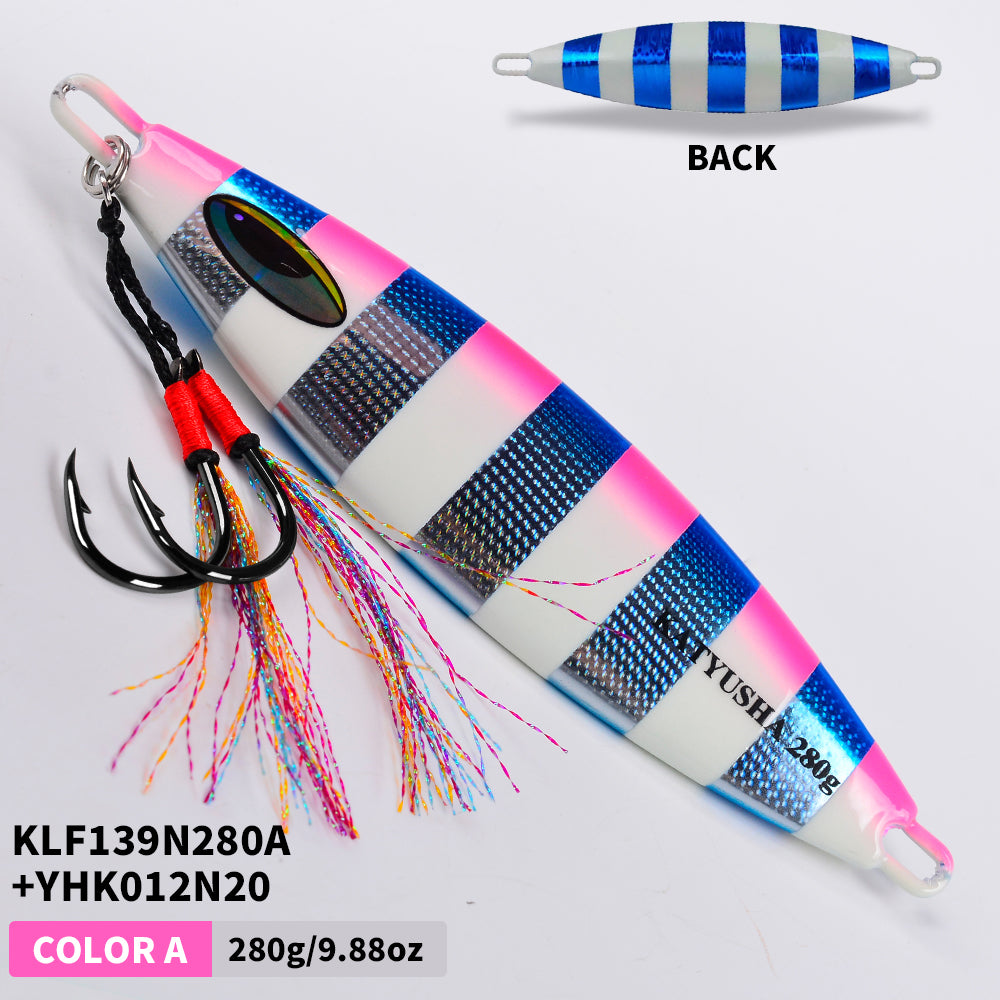 PROBEROS Lead Slow Jigging Lure with Assist Hook 5 Colors (A-E) Saltwater Big Game Bait 180g-280g (1PC Pack)