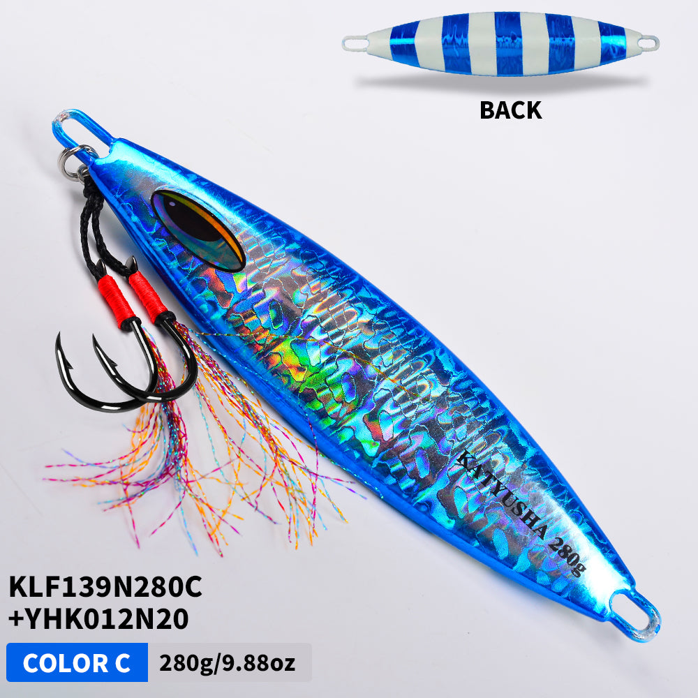 PROBEROS Lead Slow Jigging Lure with Assist Hook 5 Colors (A-E) Saltwater Big Game Bait 180g-280g (1PC Pack)