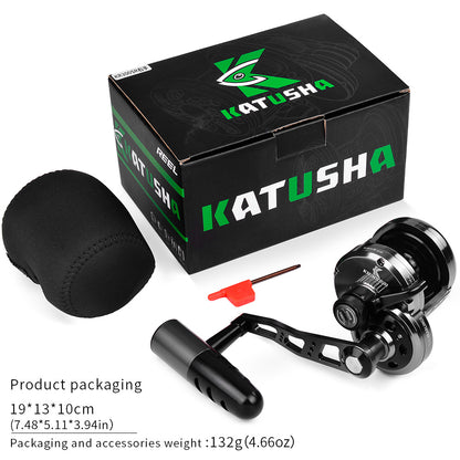 PROBEROS Slow Pitch Jigging Reel, 25kg Max Drag, Gunmetal Black CNC Aluminum Offshore Reel, 9+2 Bearings, 6.2:1 Gear Ratio 540g/546g
