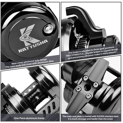PROBEROS Slow Pitch Jigging Reel, 25kg Max Drag, Gunmetal Black CNC Aluminum Offshore Reel, 9+2 Bearings, 6.2:1 Gear Ratio 540g/546g