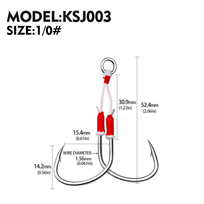 PROBEROS 5PC Metal Jig Assist Hook with Kevlar Line,Solid Ring,Jigging Spoon,Saltwater Fishhook,Corrosion and Seawater Resistance Hook