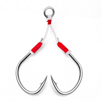 PROBEROS 5PC Metal Jig Assist Hook with Kevlar Line,Solid Ring,Jigging Spoon,Saltwater Fishhook,Corrosion and Seawater Resistance Hook