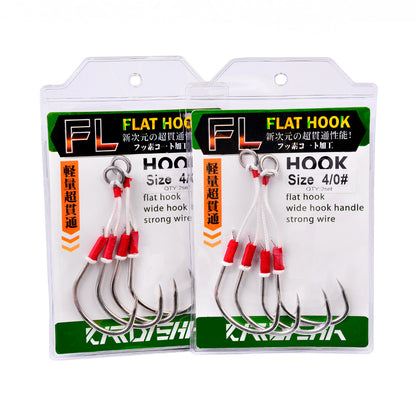 PROBEROS 5PC Metal Jig Assist Hook with Kevlar Line,Solid Ring,Jigging Spoon,Saltwater Fishhook,Corrosion and Seawater Resistance Hook