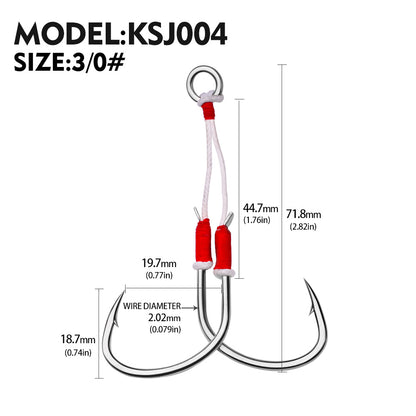 PROBEROS 5PC Metal Jig Assist Hook with Kevlar Line,Solid Ring,Jigging Spoon,Saltwater Fishhook,Corrosion and Seawater Resistance Hook