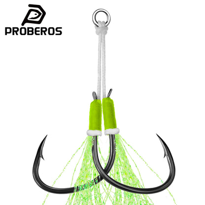 PROBEROS 2 Sets Saltwater Jigging Assist Hooks 3/0#-5/0# High Carbon Steel Fishing Hooks