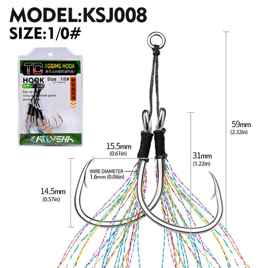 PROBEROS 5pc High Carbon Steel Jig Hook - Wide Gap for Easy Large Bait Presentation - Proberos