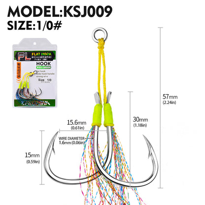 PROBEROS 5PC 2Pairs/lot High Carbon Steel Fishhooks 1/0-2/0-3/0-4/0-5/0# Slow Jig Assist Fishing Twin Hooks Double Barbed Durable Hook Peche