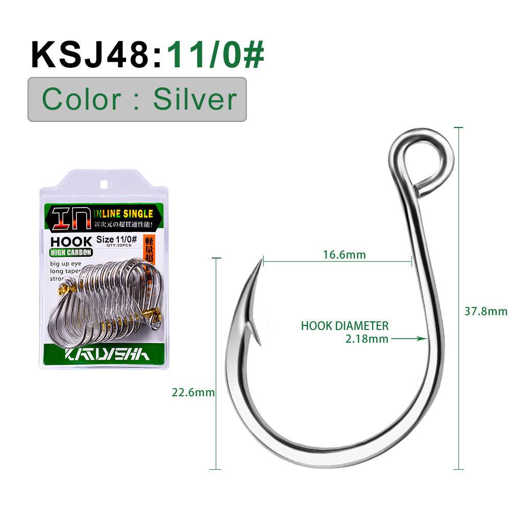 PROBEROS 20PCS Saltwater Fishing Hooks 6#-11/0# Anti-rusty Single hook Tin Color Fishhooks High Carbon Steel Strength PROBEROS 20PCS Saltwater Fishing Hooks 6#-11/0# Anti-rusty Single hook Tin Color Fishhooks High Carbon Steel Strength