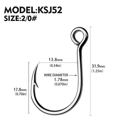 PROBEROS 20 pieces/bag, 5 bags with 100 pieces sold at onceSingle Fishing Hooks 6-4-2-1-1/0-2/0-3/0 Big Eye Fishhooks High Carbon Steel Barbed Sharp Hooks for Lure Pesca