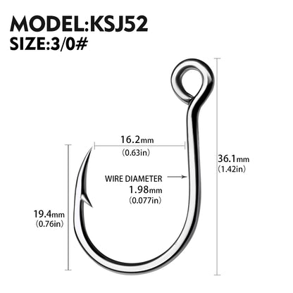 PROBEROS 20 pieces/bag, 5 bags with 100 pieces sold at onceSingle Fishing Hooks 6-4-2-1-1/0-2/0-3/0 Big Eye Fishhooks High Carbon Steel Barbed Sharp Hooks for Lure Pesca