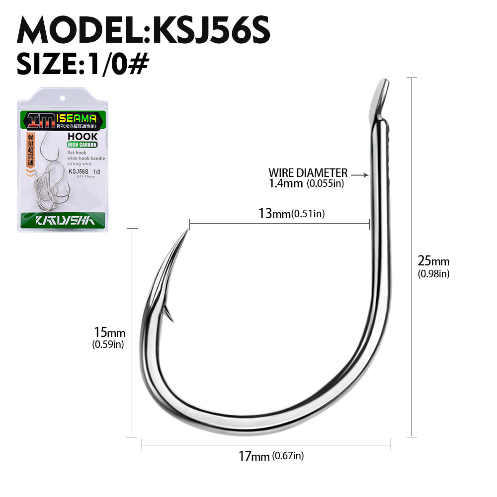 PROBEROS 20PCS Saltwater Fishing Hooks 1/0#-4/0# Anti-rusty Single hook Tin Color Fishhooks High Carbon Steel Strength