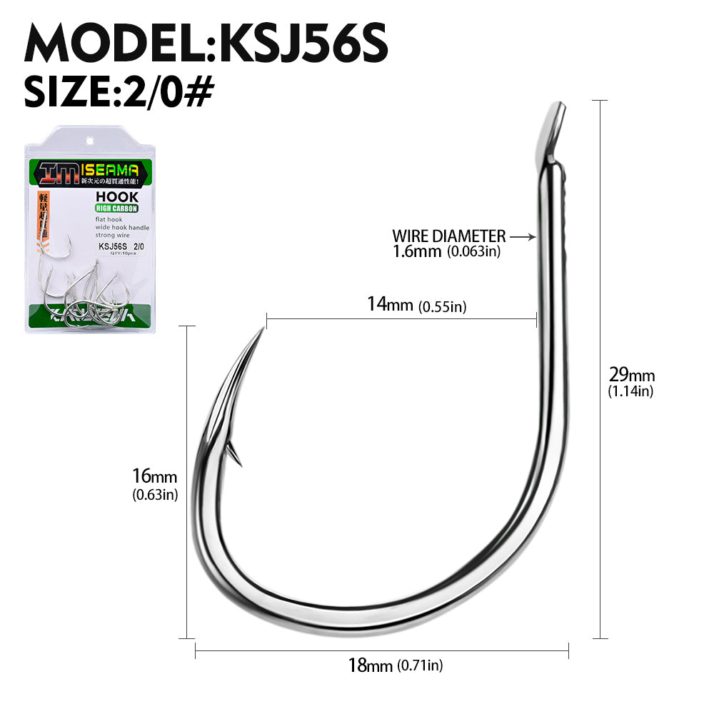 PROBEROS 20PCS Saltwater Fishing Hooks 1/0#-4/0# Anti-rusty Single hook Tin Color Fishhooks High Carbon Steel Strength