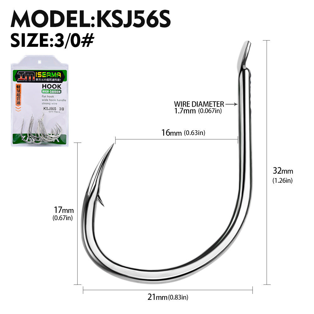 PROBEROS 20PCS Saltwater Fishing Hooks 1/0#-4/0# Anti-rusty Single hook Tin Color Fishhooks High Carbon Steel Strength