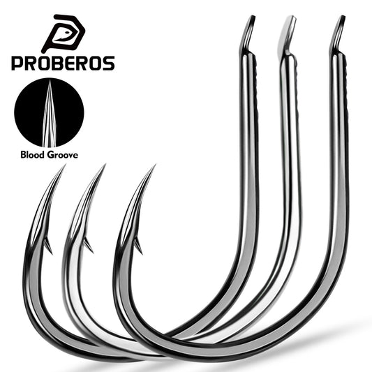 PROBEROS 20PCS Saltwater Fishing Hooks 1/0#-4/0# Anti-rusty Single hook Tin Color Fishhooks&nbsp; &nbsp;High Carbon Steel Strength