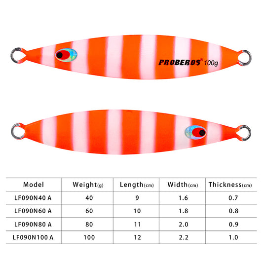 PROBEROS 6Pcs Metal Cast Jig Spoon 40g 60g 80g 100g Shore Casting Jigging Fish Sea Bass Fishing Lure Kit Artificial Bait Tackle