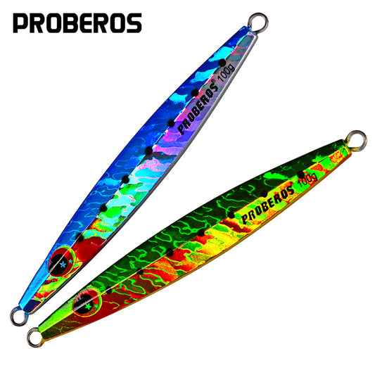PROBEROS 8PCS Metal Jig  60g 80g 100g  Shore Trolling Spoon Hard Fishing Lure Laser Body Shiny Luminous Tackles