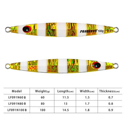PROBEROS 8PCS Metal Jig  60g 80g 100g  Shore Trolling Spoon Hard Fishing Lure Laser Body Shiny Luminous Tackles