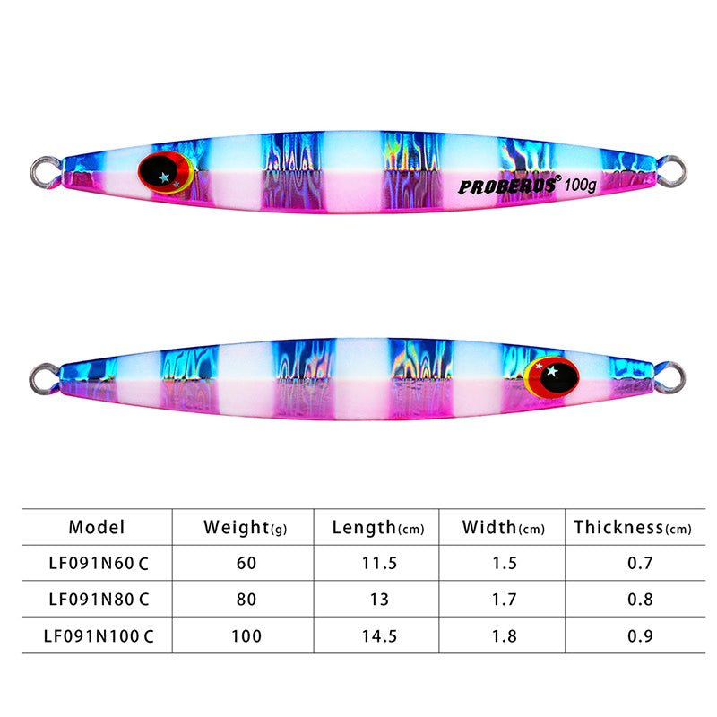 PROBEROS 8PCS Metal Jig  60g 80g 100g  Shore Trolling Spoon Hard Fishing Lure Laser Body Shiny Luminous Tackles