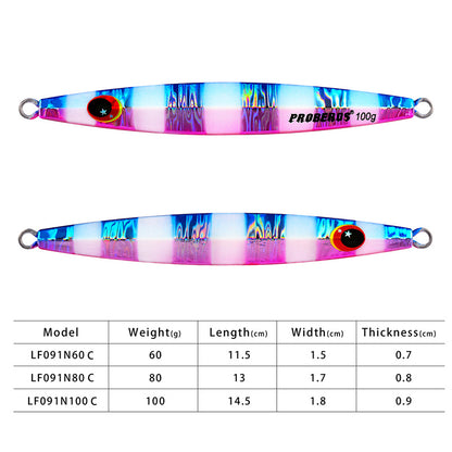 PROBEROS 8PCS Metal Jig  60g 80g 100g  Shore Trolling Spoon Hard Fishing Lure Laser Body Shiny Luminous Tackles