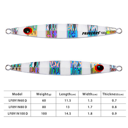 PROBEROS 8PCS Metal Jig  60g 80g 100g  Shore Trolling Spoon Hard Fishing Lure Laser Body Shiny Luminous Tackles