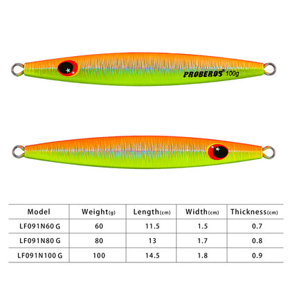 PROBEROS 8PCS Metal Jig  60g 80g 100g  Shore Trolling Spoon Hard Fishing Lure Laser Body Shiny Luminous Tackles