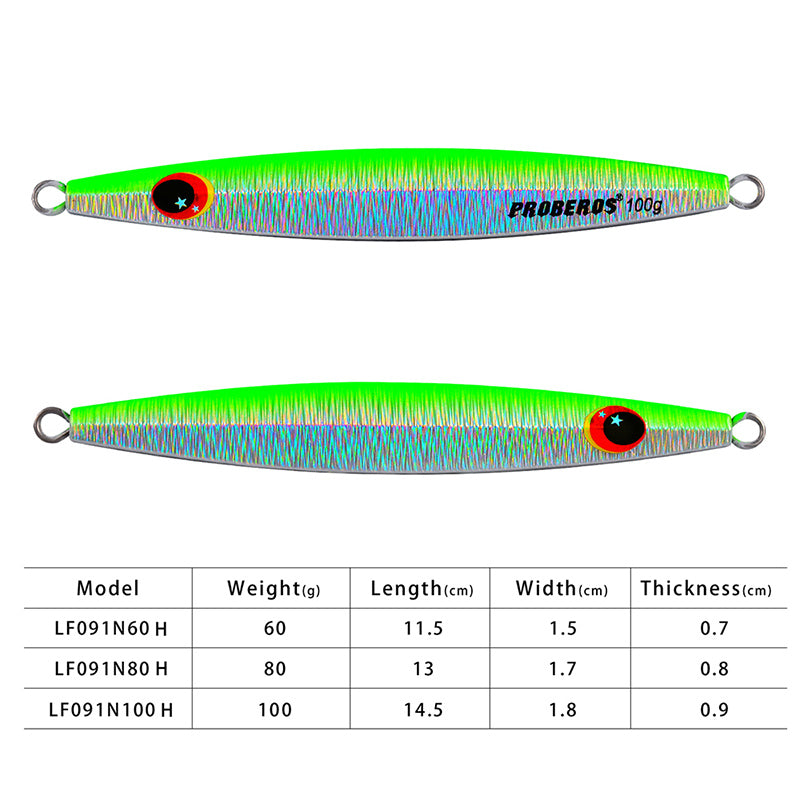 PROBEROS 8PCS Metal Jig  60g 80g 100g  Shore Trolling Spoon Hard Fishing Lure Laser Body Shiny Luminous Tackles