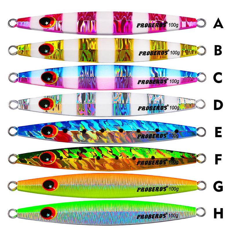 PROBEROS 8PCS Metal Jig  60g 80g 100g  Shore Trolling Spoon Hard Fishing Lure Laser Body Shiny Luminous Tackles