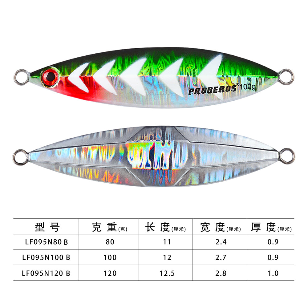 PROBEROS Lead Slow Jigging Lure Zebra Stripe 3D Eye Saltwater Fishing Bait 80g-120g (1PC Pack)