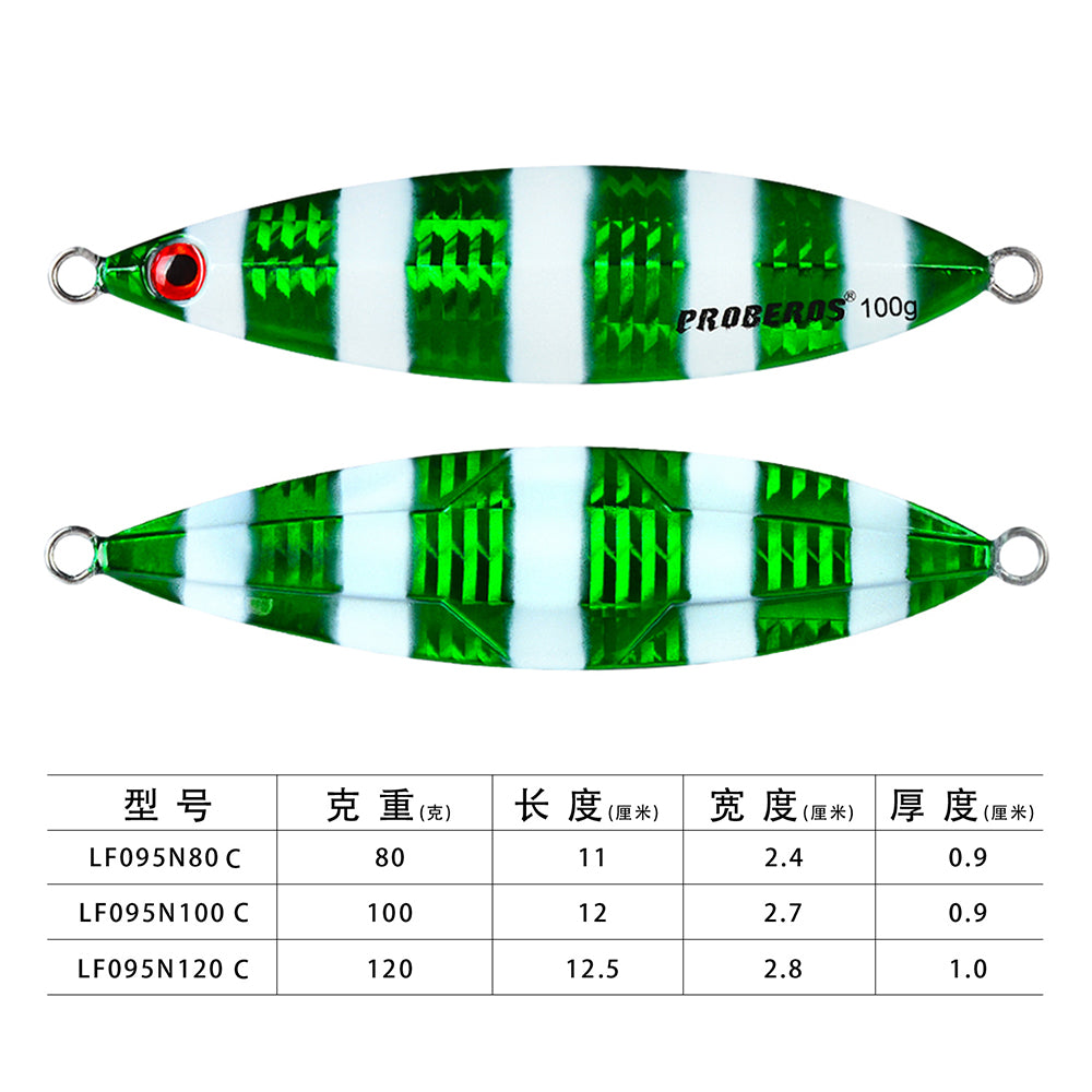 PROBEROS Lead Slow Jigging Lure Zebra Stripe 3D Eye Saltwater Fishing Bait 80g-120g (1PC Pack)
