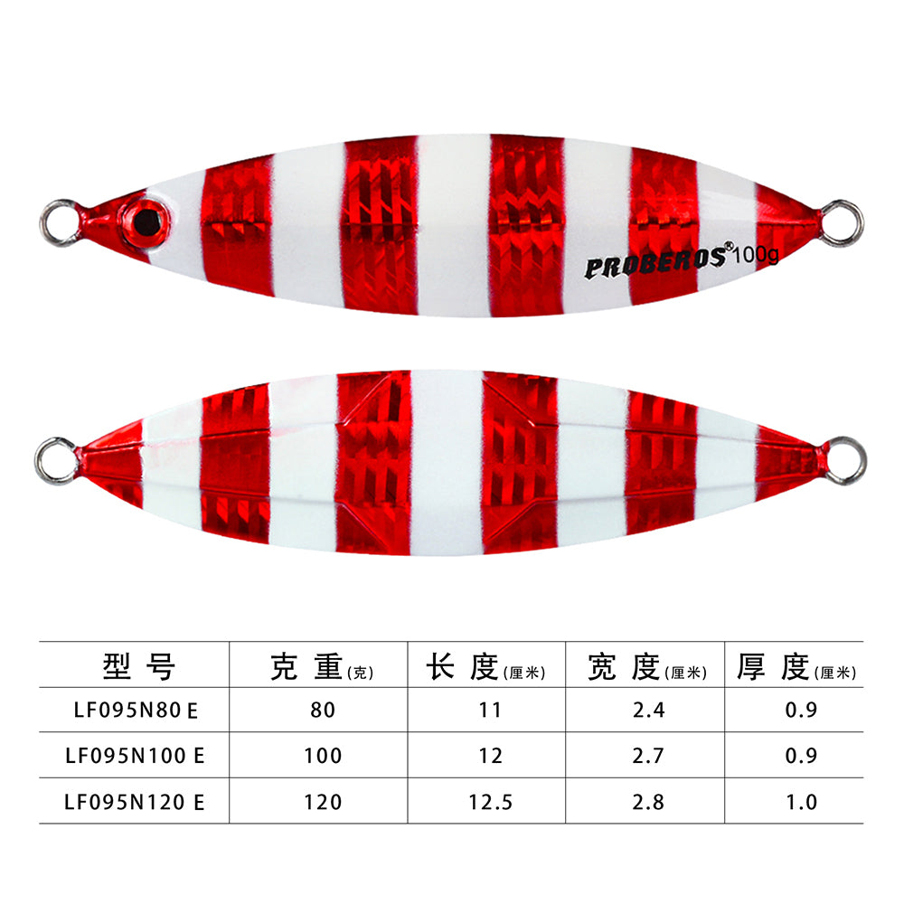 PROBEROS Lead Slow Jigging Lure Zebra Stripe 3D Eye Saltwater Fishing Bait 80g-120g (1PC Pack)